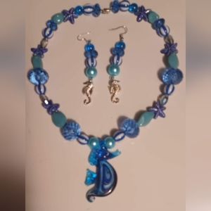Hand made necklace and earrings set